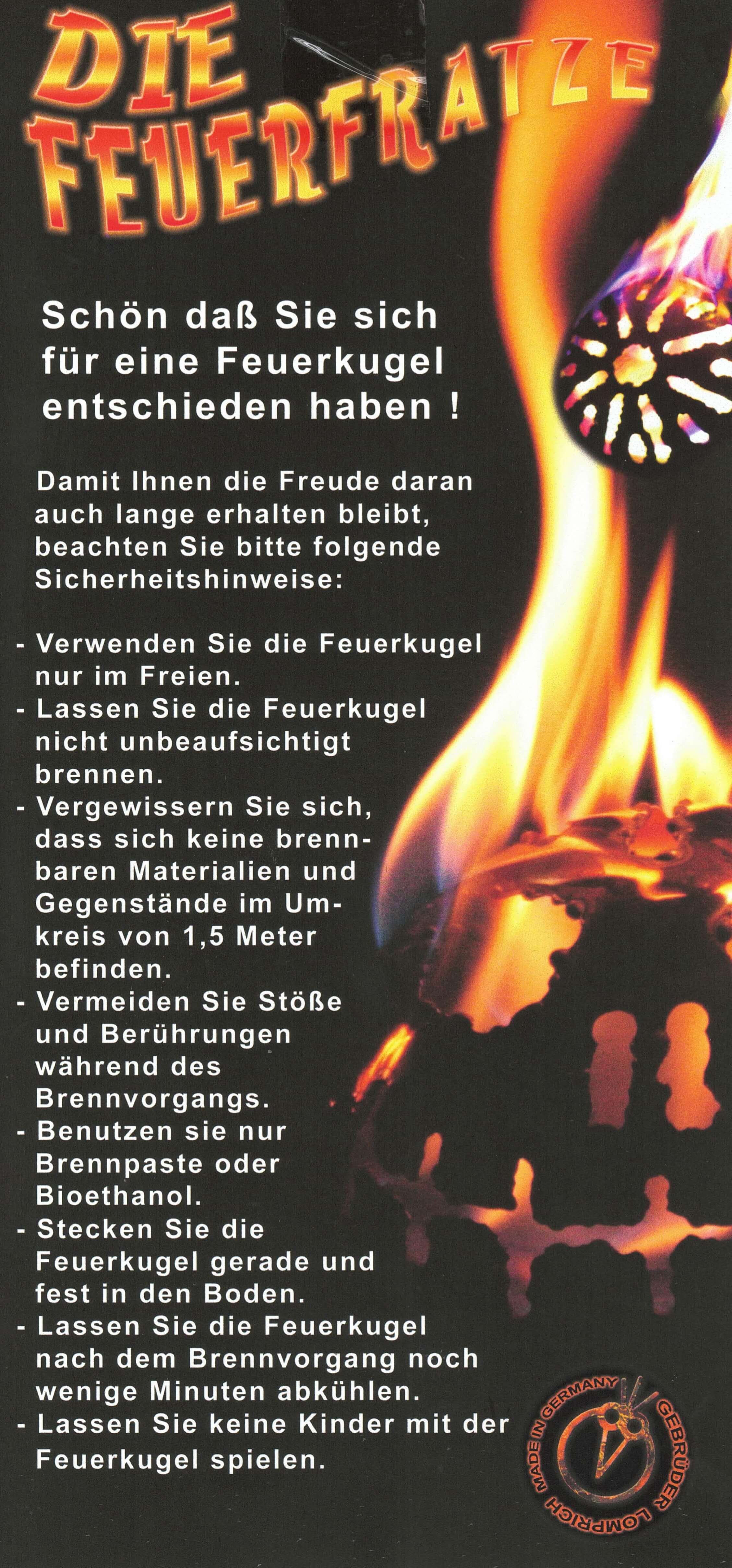 Sicherheitshinweise für Feuerfratzen