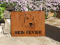 Preview: Edelrost Dekoschild Hund Mein Revier