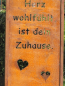 Preview: Edelrost Gartenschild Herz-Zuhause 118 cm