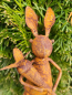 Preview: Edelrost Gartenstecker Hase mit Karotte