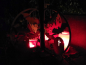 Preview: Edelrost Halloween Kürbis 3D, mit Fledermäusen