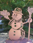 Preview: Edelrost Schneemann mit Geschenk