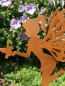 Preview: Gartenstecker Fee mit Vogel, Rostoptikn, Rostoptik