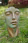 Preview: Skulptur Gesicht Frau aus Steinguss Kupferoptik, 50 cm