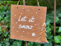 Preview: Edelrost Schild Let it snow, mit Tanne