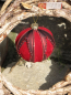 Preview: Christbaumkugel aus Glas Samtrot mit Längsstreifen