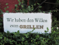 Preview: Shabby Chic Metallspruchschild Willen zum Grillen