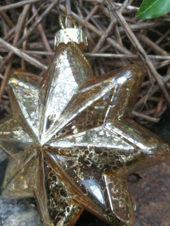 Christbaumkugel Stern Glitta, Gold mit Straßdeko komplett