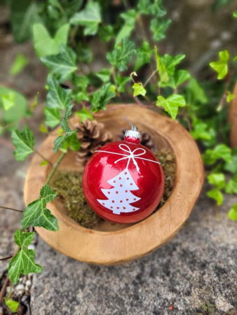 Christbaumkugel Gerdi, rot, Tanne weiß