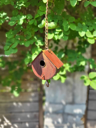 Preview: Deko-Vogelhaus zum Hängen, halbrund, Rostoptik, klein Preview: Deko-Vogelhaus zum Hängen, halbrund, Rostoptik, klein