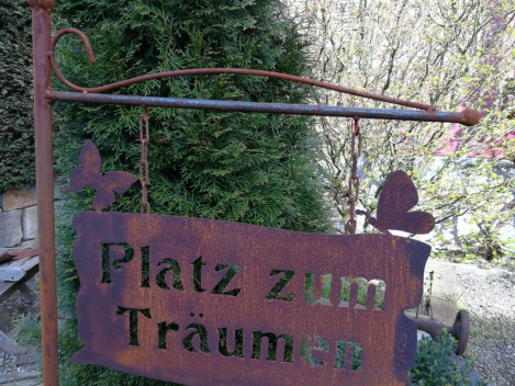 Edelrost Spruchschild Platz zum Träumen, inkl. Ampelhalter