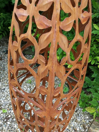 Edelrost Skulptur Blätterzapfen, 120 cm