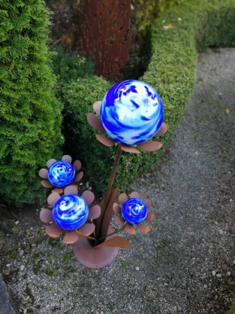 Edelrost Glasblume Ferrum blau