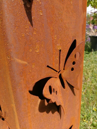 Edelrost Dekosäule Schmetterling 3D
