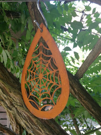 Edelrost Halloween Hänger Spinnennetz, tropfenform