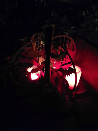 Edelrost Halloween Kürbis 3D, mit Fledermäusen