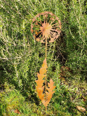 Edelrost Topfstecker Pusteblume, flach ausgeschnitten