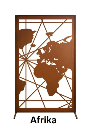 Preview: Edelrost Sichtschutzwand Weltkarte 3er Set Preview: Edelrost Sichtschutzwand Weltkarte Afrika