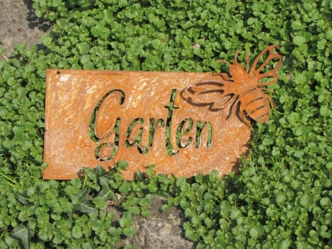 Edelrost Schild Garten mit Biene