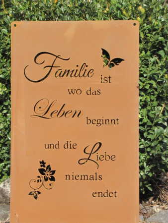 Edelrost Gedichttafel Familie Leben Liebe 40 cm