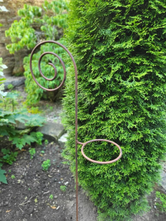 Gartenstecker Schnecke aus Edelrost mit Topfhalter, groß