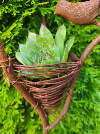 Edelrost Gartenstecker Vogelnest