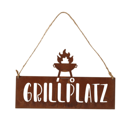 Edelrost Hängeschild Grillplatz