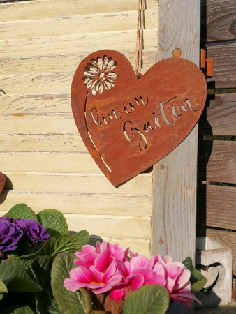 Edelrost Herz Bin im Garten, zum Hängen