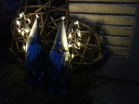 LED Nikolaus mit Tanne, grau