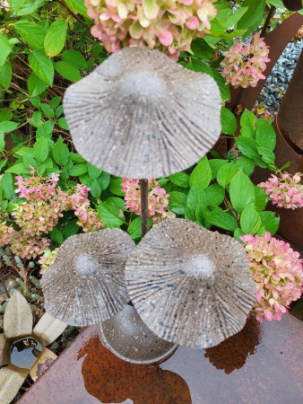 Preview: 3D Pilzgruppe Paddy zum Stellen, Edelrostoptik Preview: 3D Pilzgruppe Paddy zum Stellen, Edelrostoptik