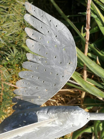 Gartenstecker Vogel grau