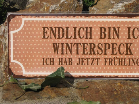 Shabby Chic Metallspruchschild Winterspeck