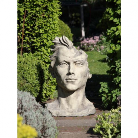 Skulptur Männergesicht aus Steinguss 88 cm