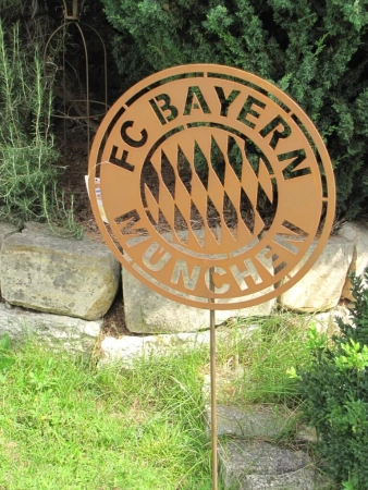 FC Bayern Edelrost Gartenstecker