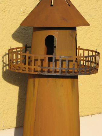Edelrost Dekosäule Leuchtturm mit Brennbehälter