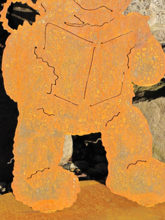 Edelrost Teddybär auf Platte 42 cm