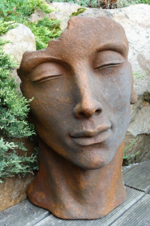 Skulptur Gesicht Mann aus Steinguss, 53 cm