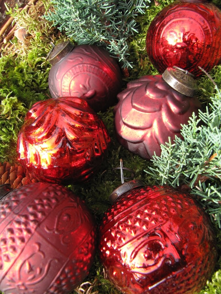 6er Set Christbaumkugeln aus Glas in rot Angels Garden