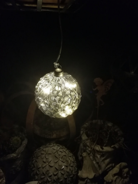Christbaumkugel LED grau-silber