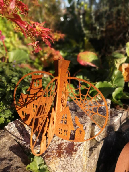 Edelrost Halloween Kürbis 3D, mit Geisterstadt