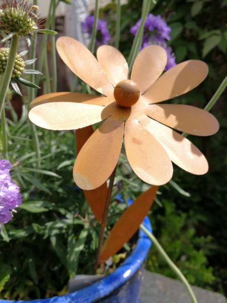 Edelrostoptik Topfstecker Blume Chrissi