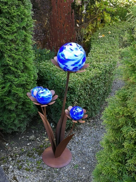 Edelrost Glasblume Ferrum blau