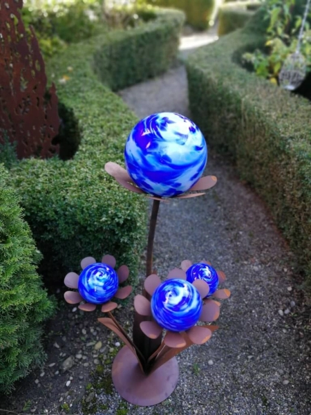 Edelrost Glasblume Ferrum blau