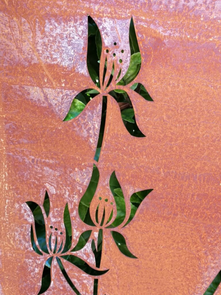 Edelrost Paravent Wasserlilie