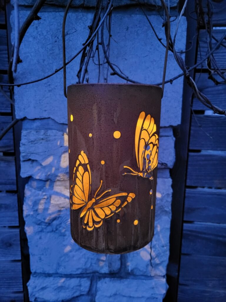 Edelrost LED Solarlaterne Schmetterlinge
