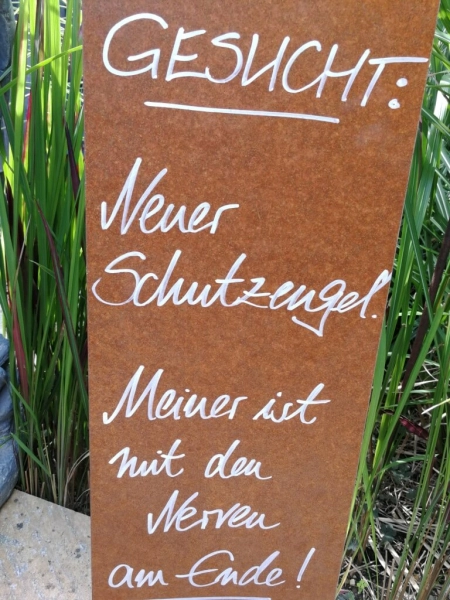 Edelrost Schild mit Posaunenengel Schutzengel