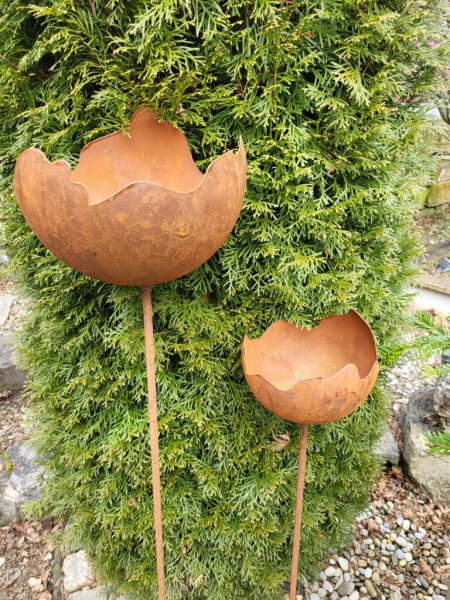 Edelrostoptik Gartenstecker Wellenschale