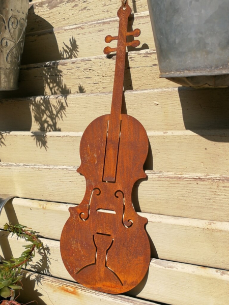 Edelrost Geige zum Hängen