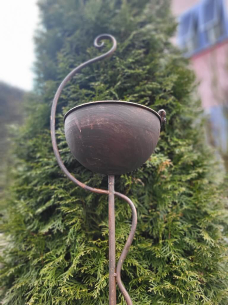 Gartenstecker Schale mit Ranke, dunkelbraun