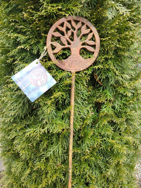 Edelrost Gusseisen Gartenstecker keltischer Baum des Lebens